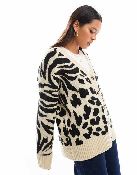 Animal Pattern Longline Cardigan