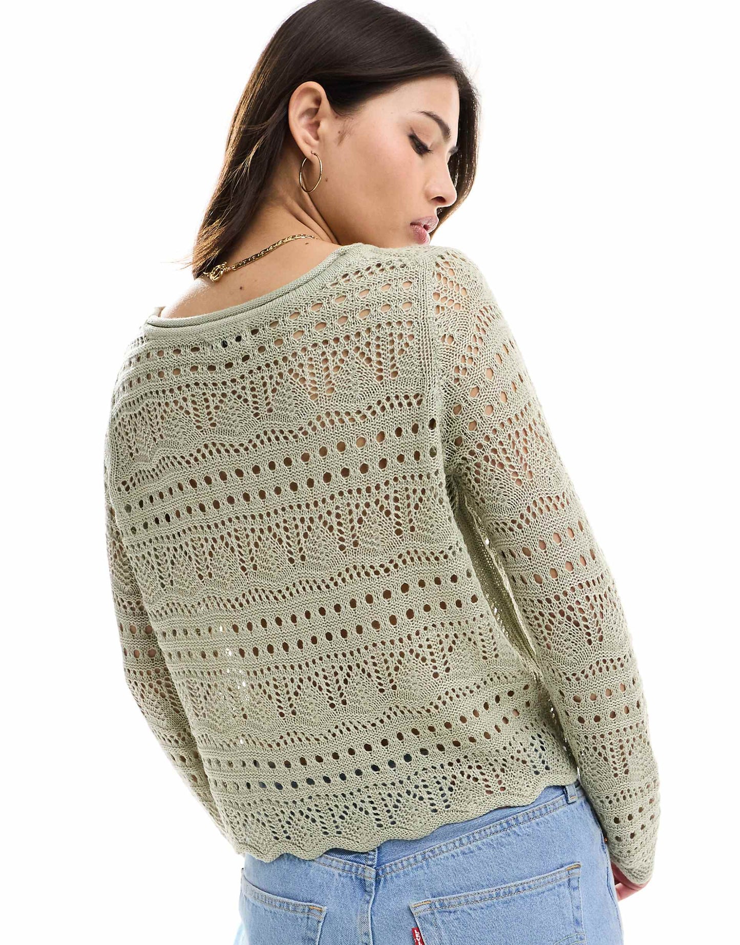 Boatneck Broderie Long Sleeve Top