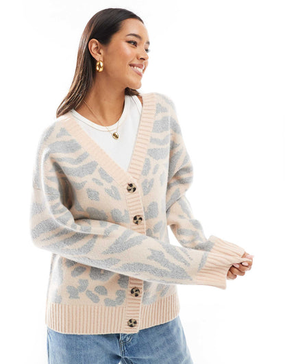Animal Pattern Longline Cardigan