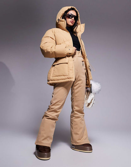 Ski Drawstring Waist Insulated Ski Jacket With Hood