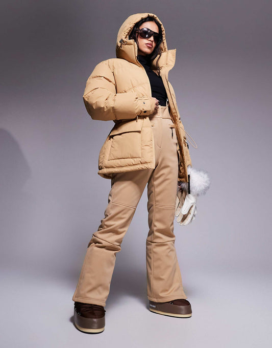Ski Drawstring Waist Insulated Ski Jacket With Hood