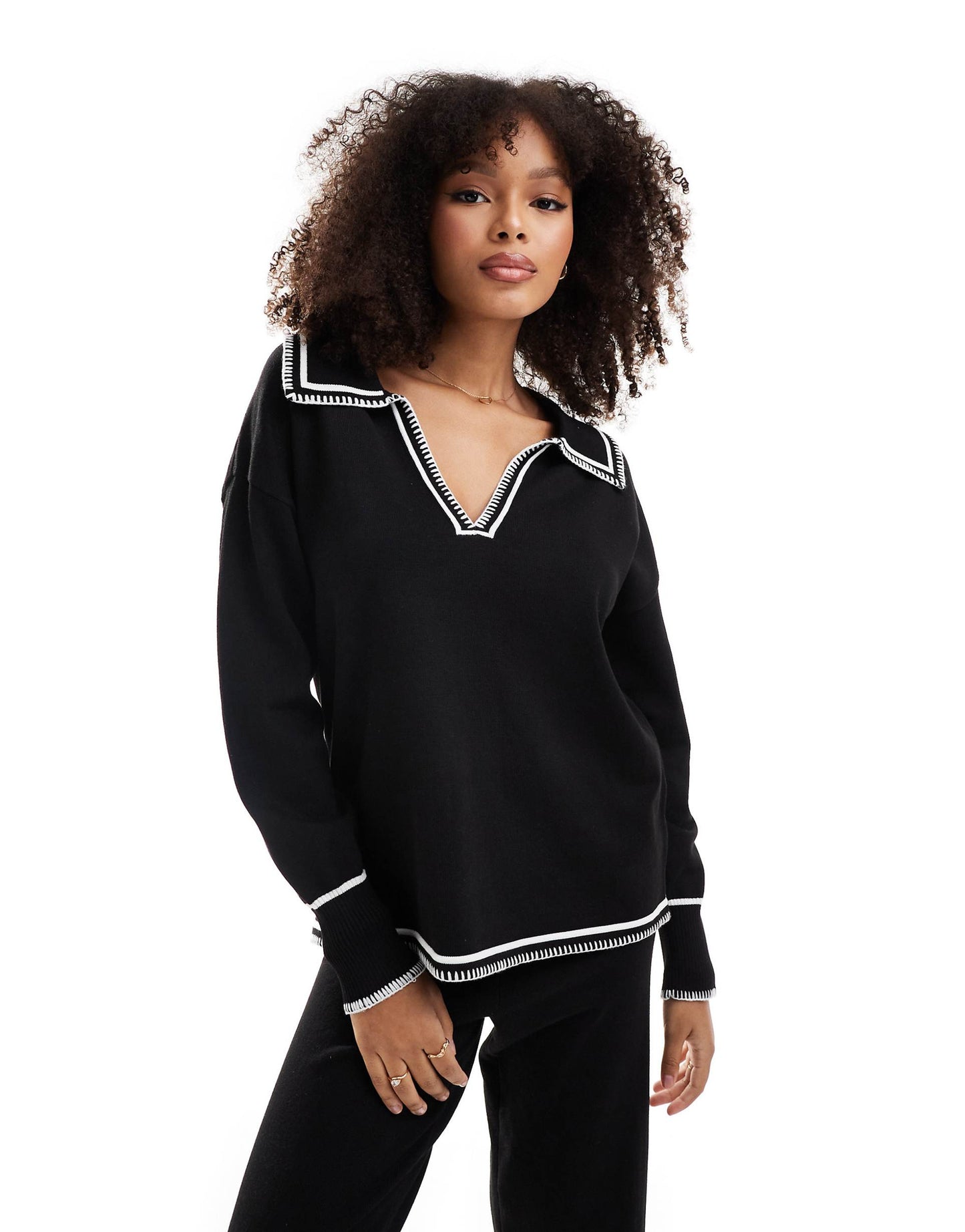 Knit Collar Detail Jumper Co-Ord