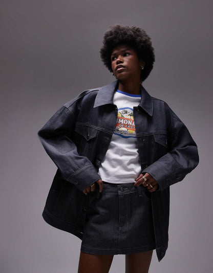 Denim Longline Balloon Jacket