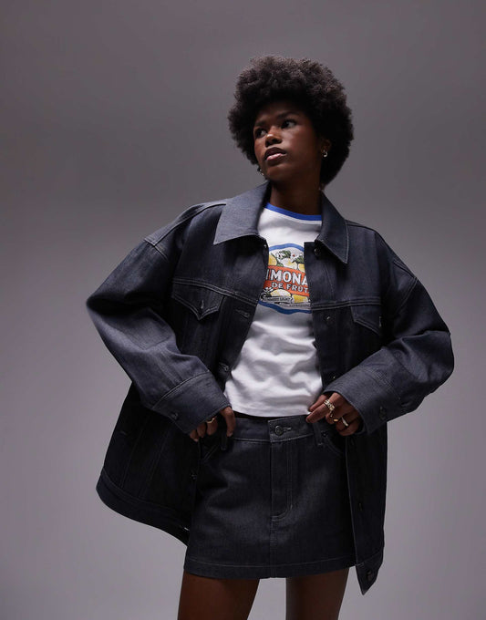 Denim Longline Balloon Jacket