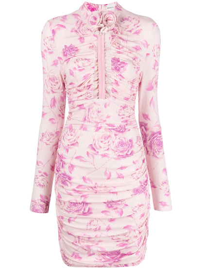 Rose-Print Cut-Out Minidress