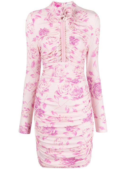 Rose-Print Cut-Out Minidress