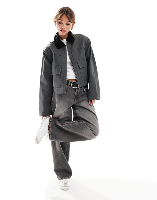 Cropped Pocket Canvas Jacket