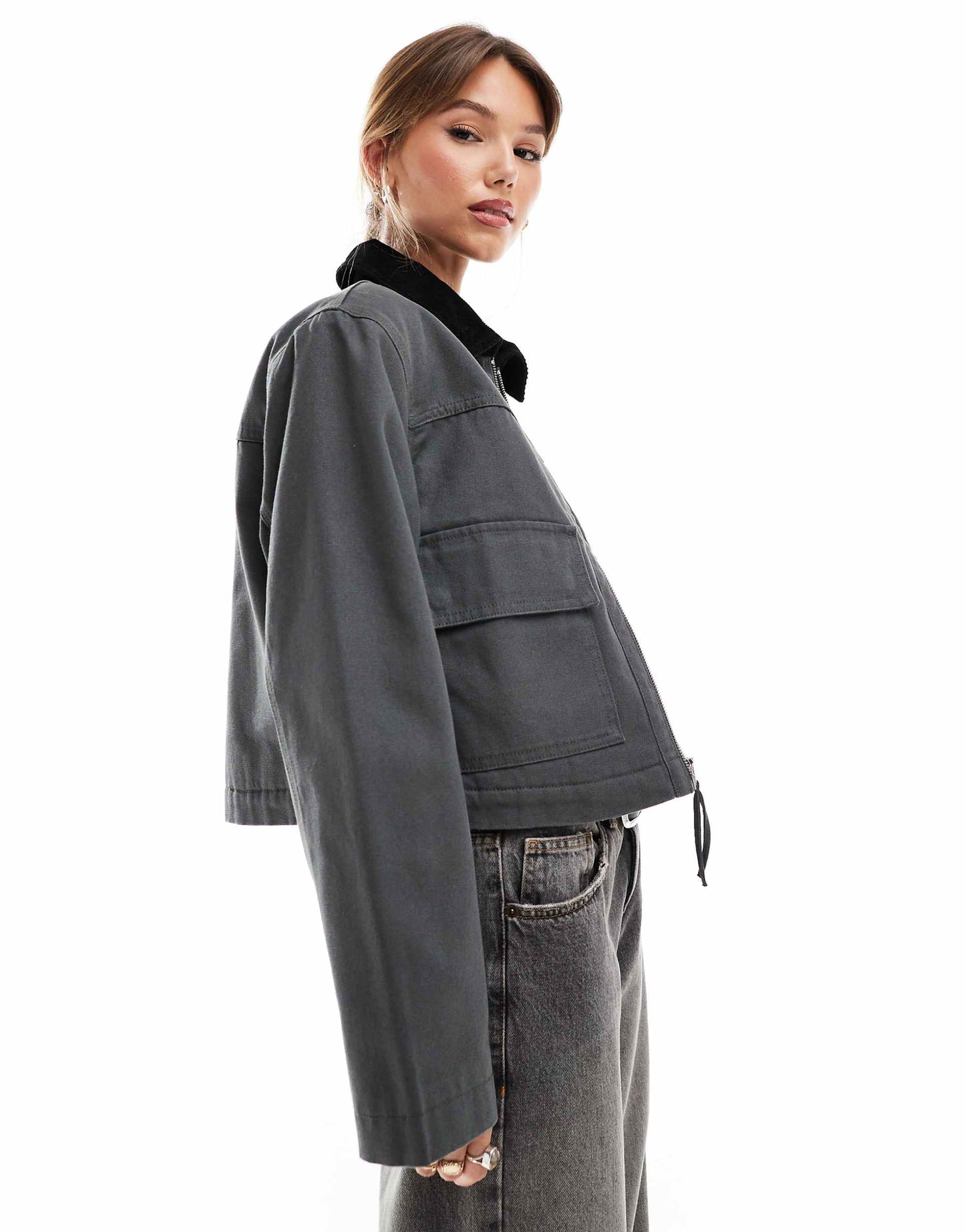 Cropped Pocket Canvas Jacket