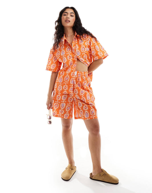 Co-Ord Printed Linen Shirt