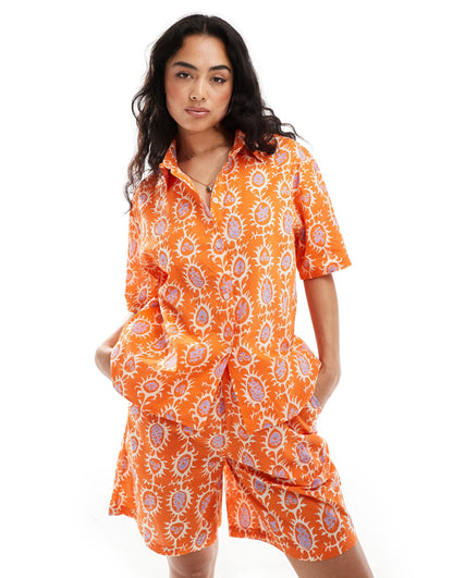 Co-Ord Printed Linen Shirt