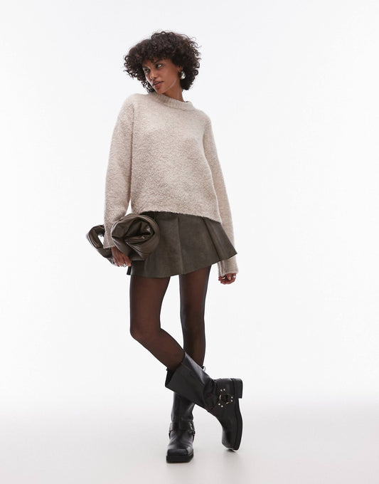 Knitted Boucle Crew Jumper