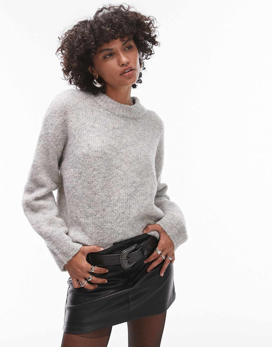 Knitted Boucle Crew Jumper