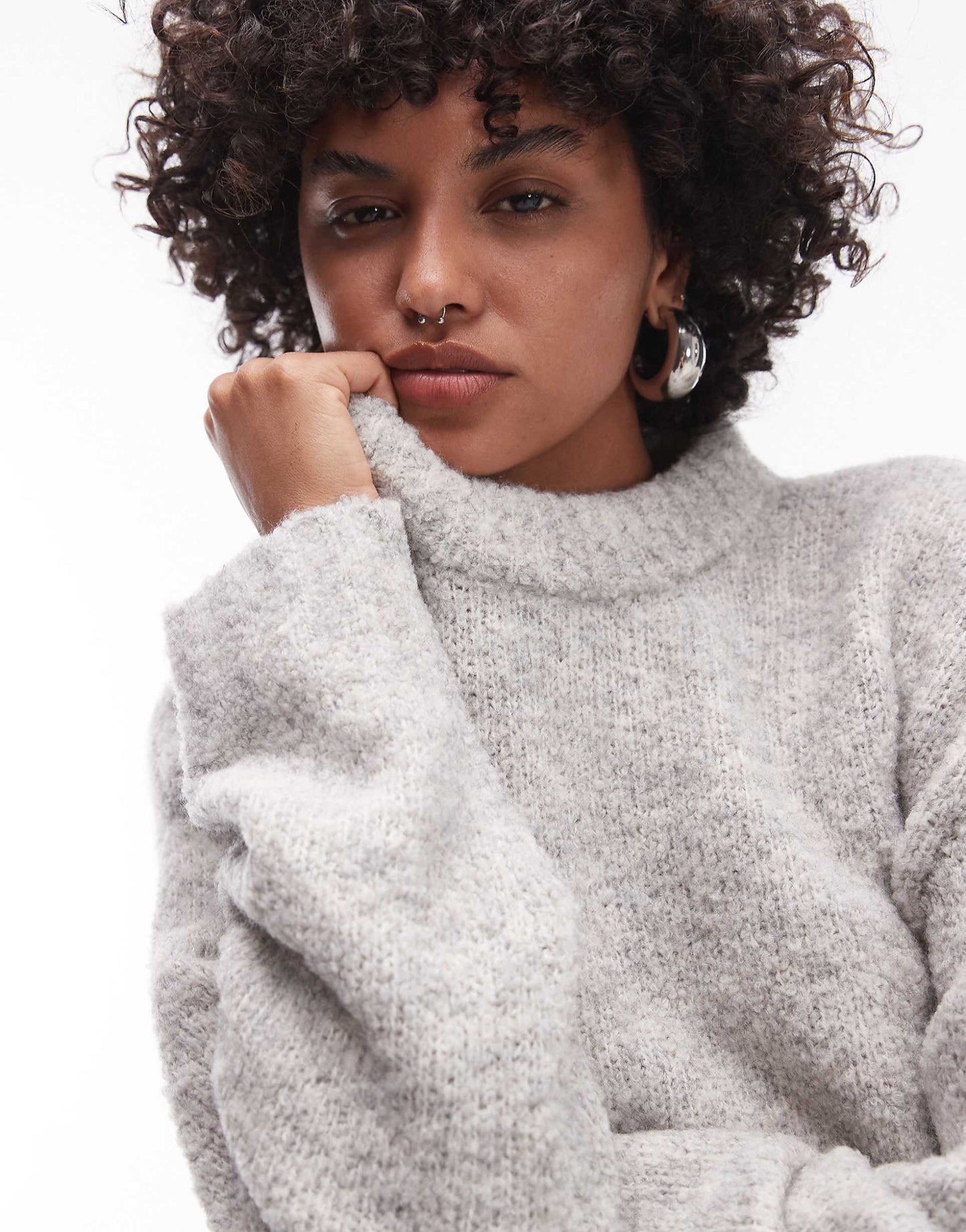 Knitted Boucle Crew Jumper