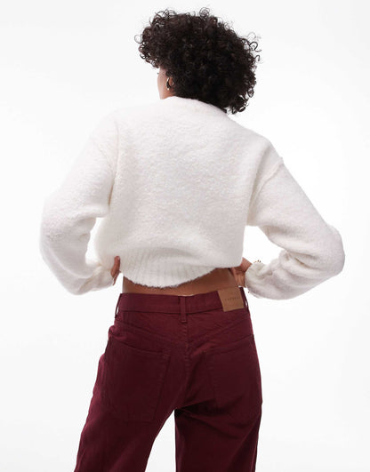 Knitted Crew Boucle Cardigan