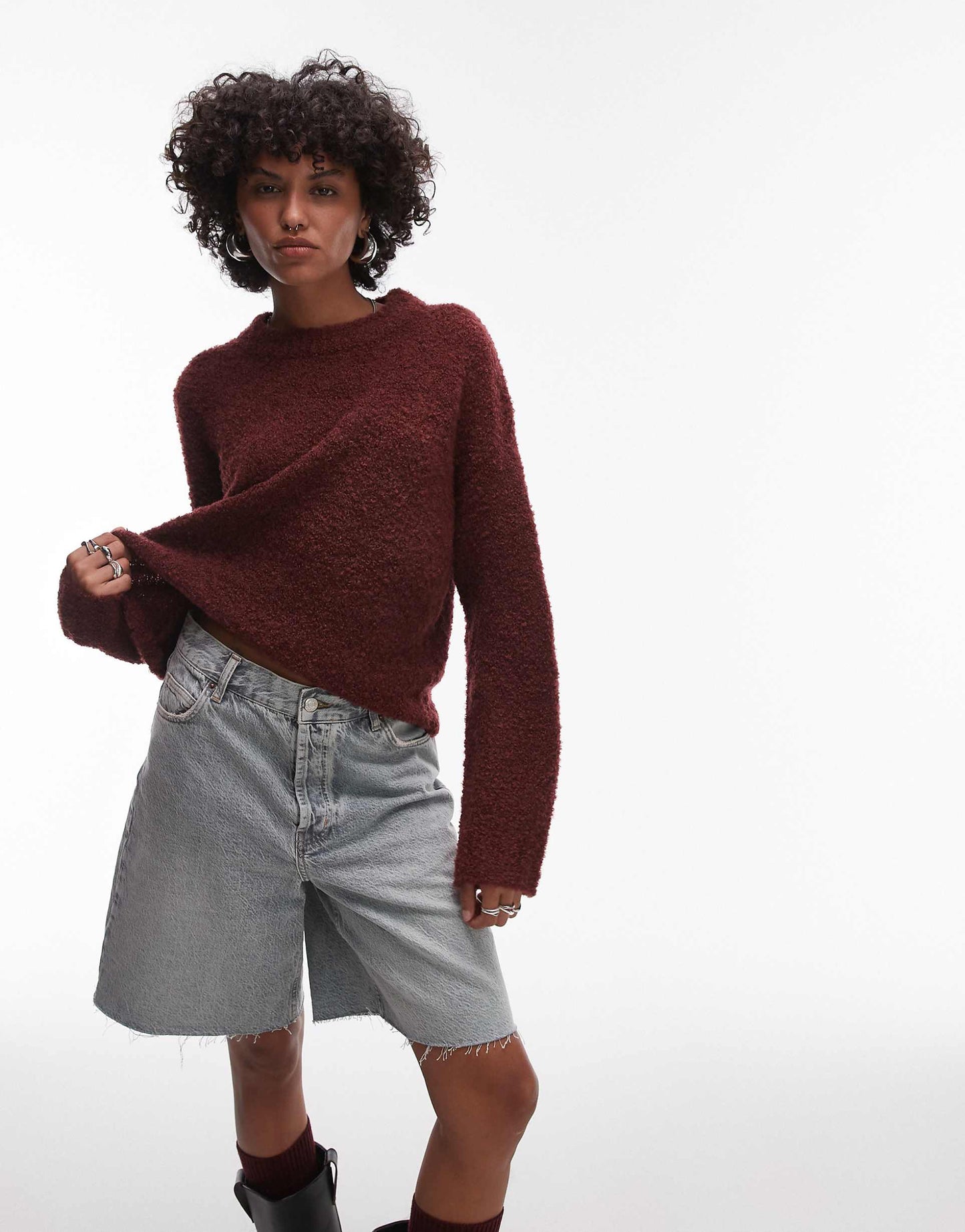 Knitted Boucle Crew Jumper