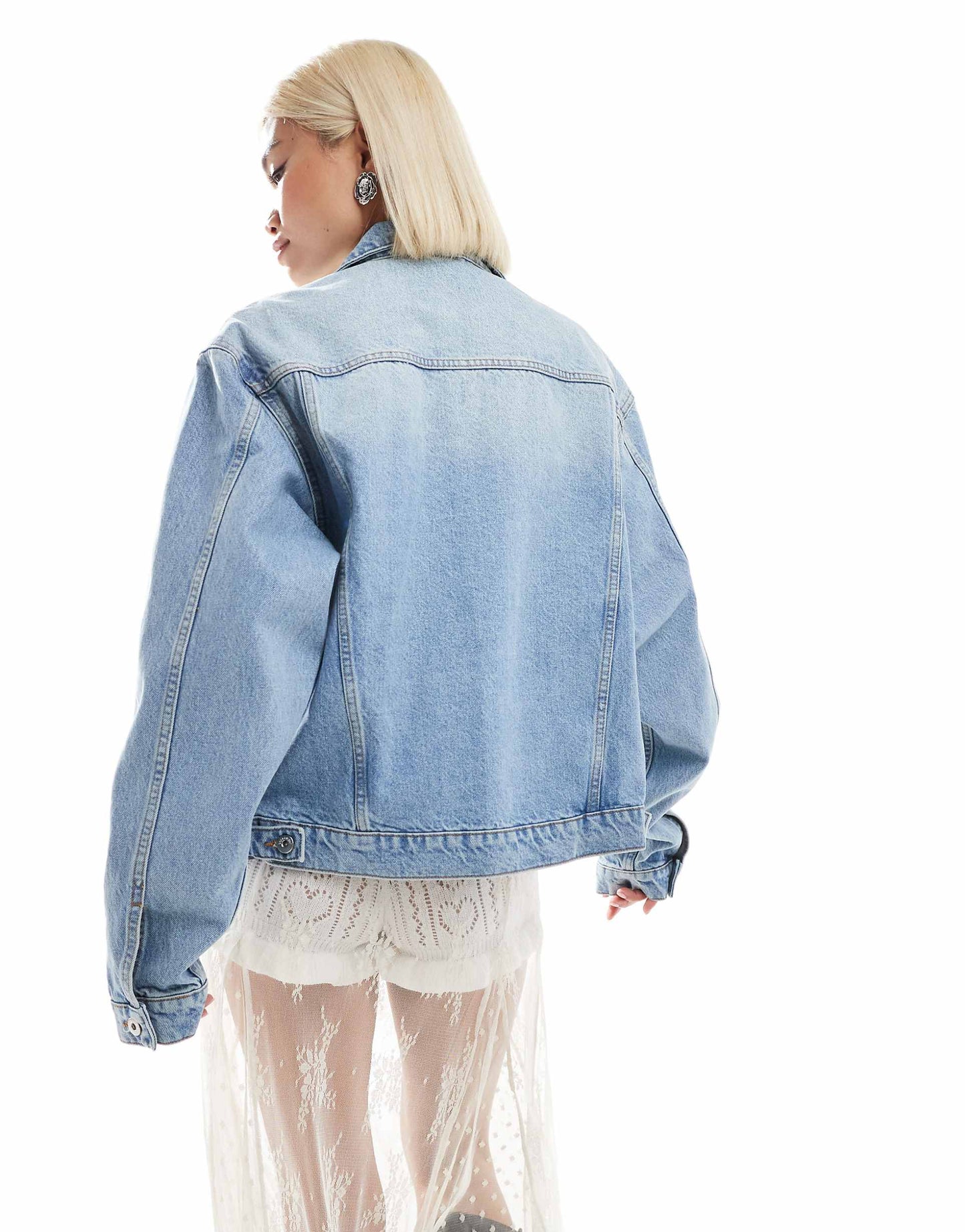 Co-Ord Denim Trucker Jacket With Rips