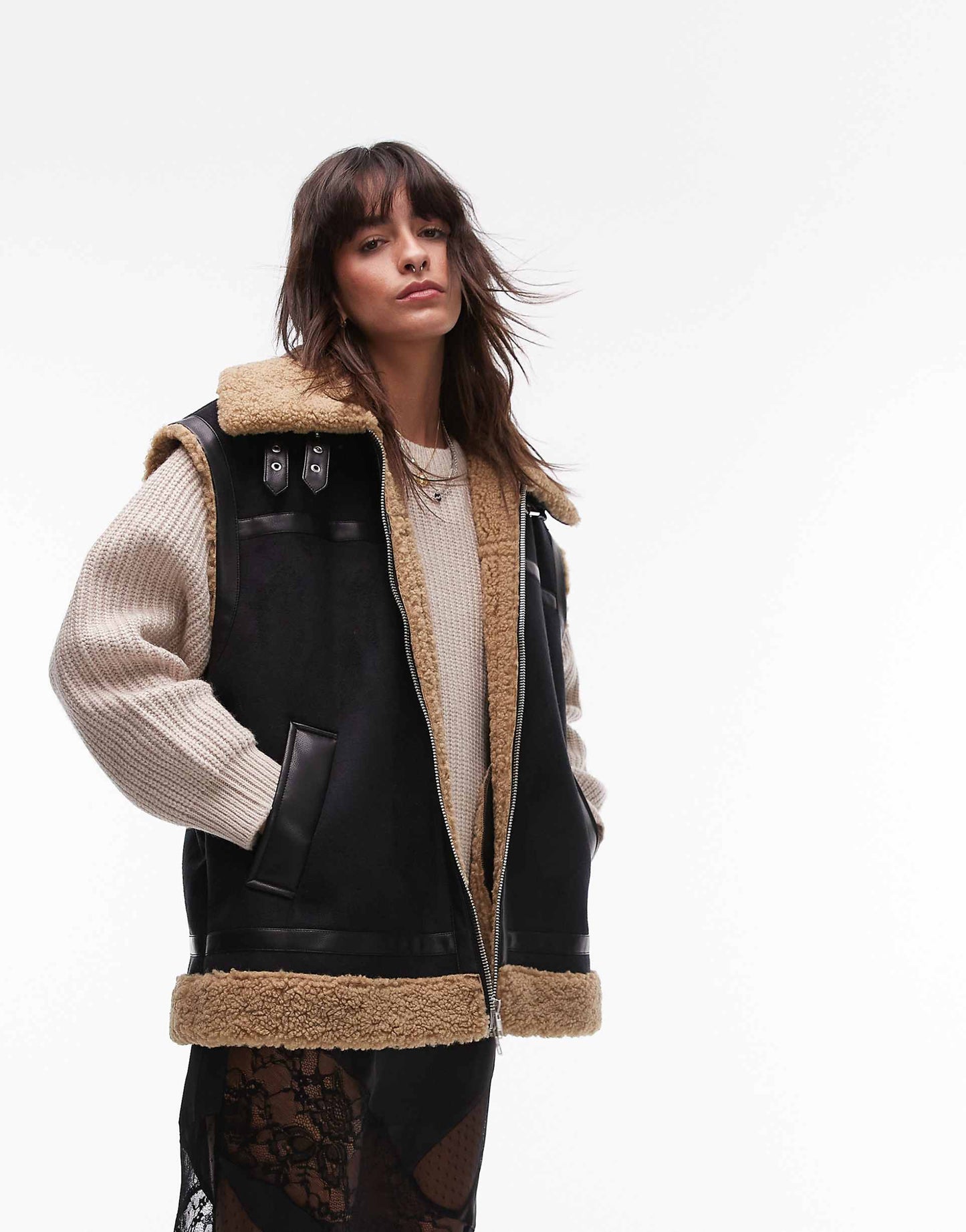 Suede Shearling Gilet