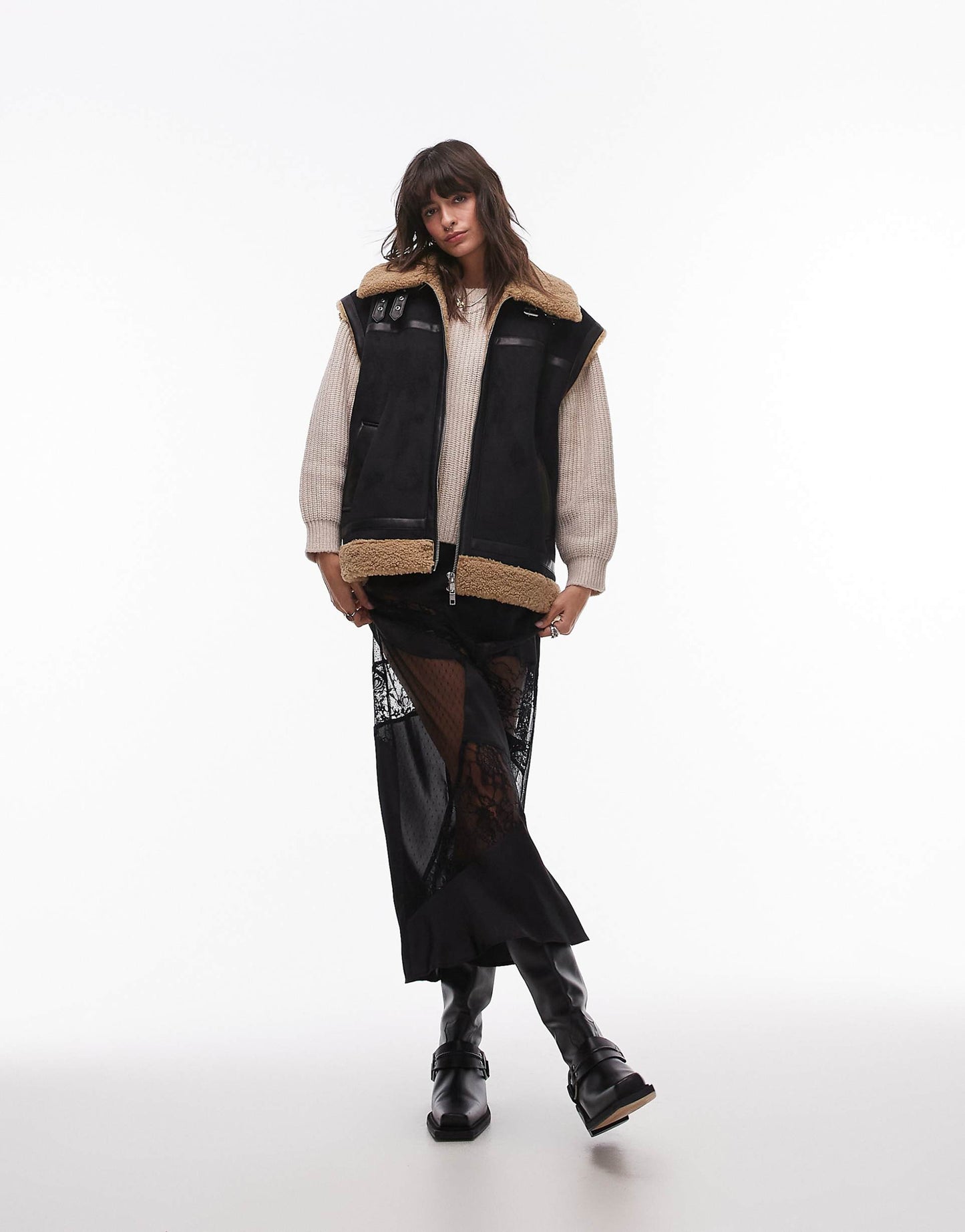 Suede Shearling Gilet