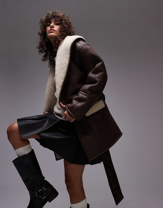Belted Faux Suede Jacket