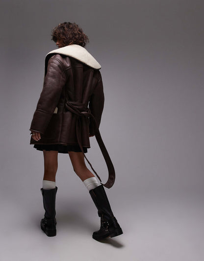 Belted Faux Suede Jacket
