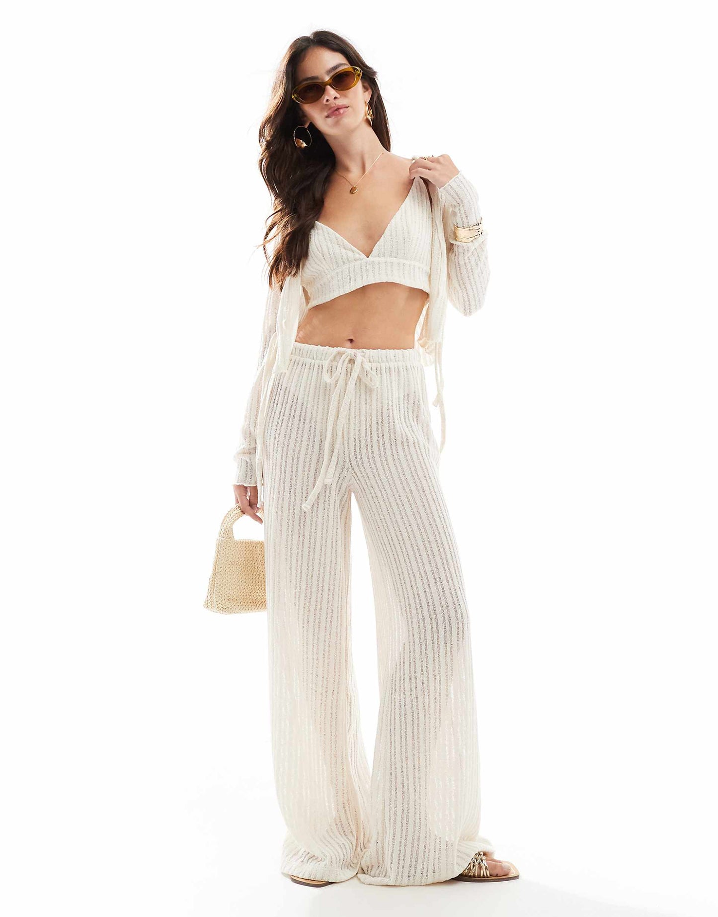 Co-Ord Ladder Texture Wide Leg Trouser