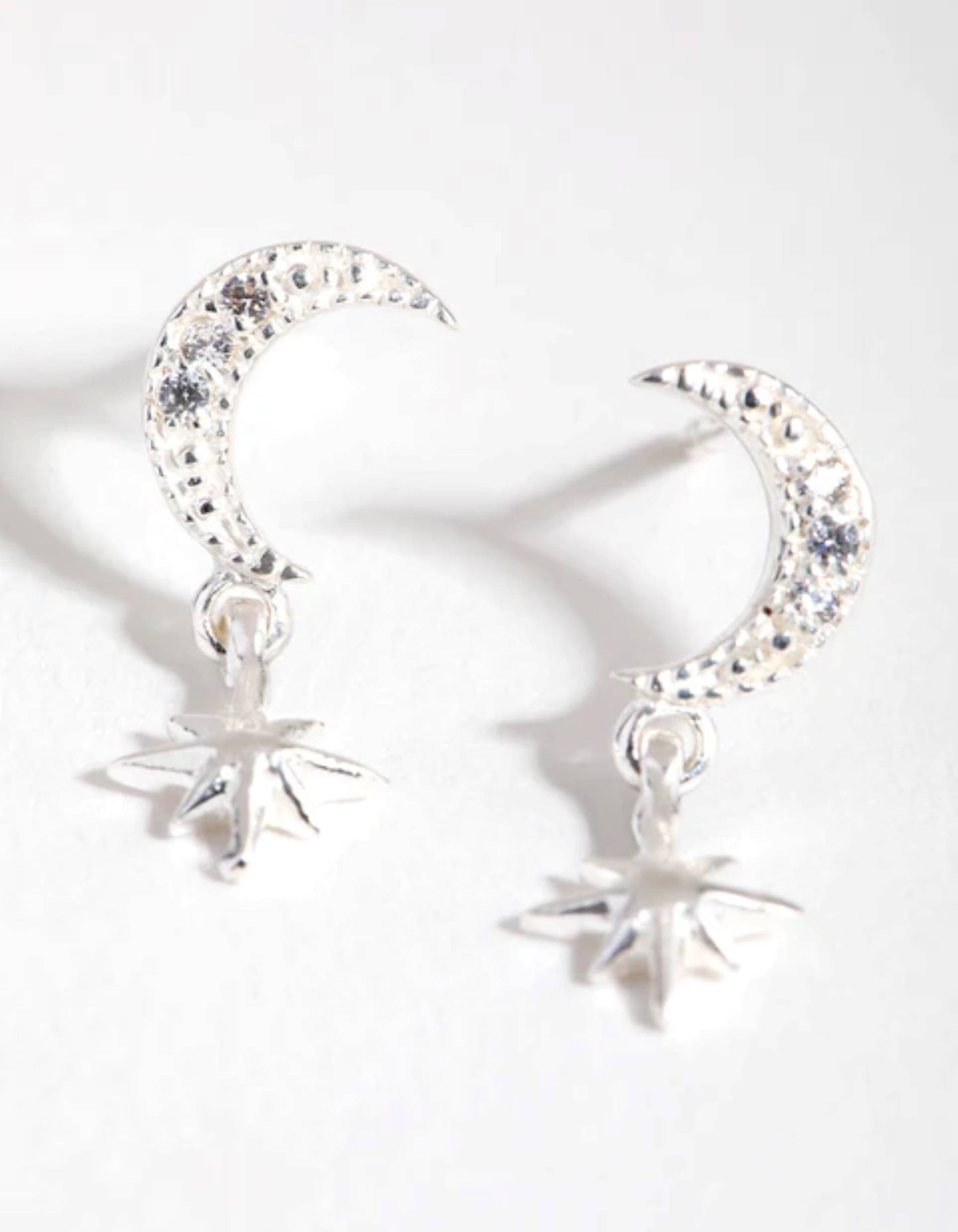 Sterling Silver Diamante Celestial Drop Earrings