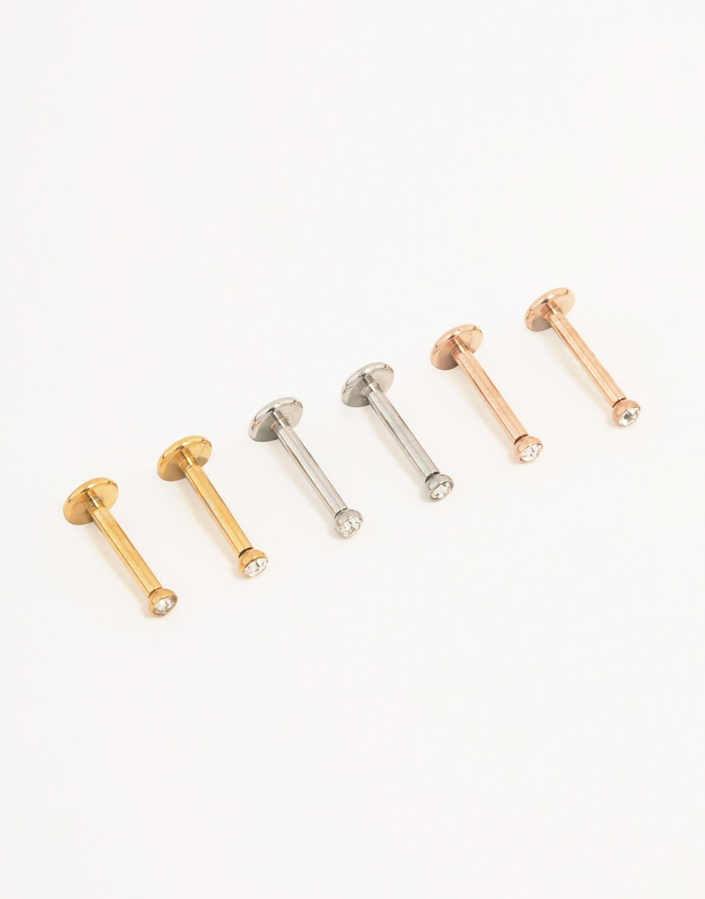 Mixed Metal Surgical Steel Flat Back Earring 6-Pack