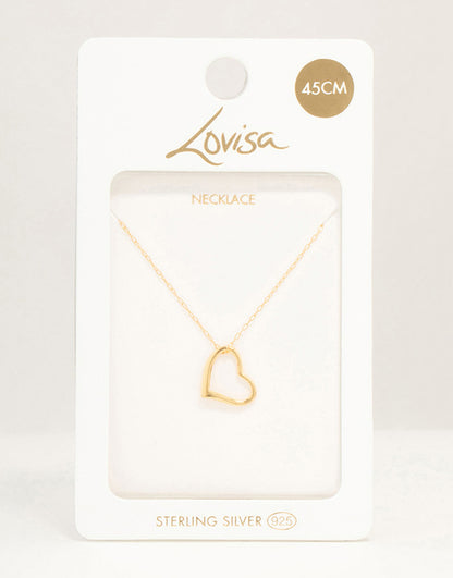 Gold Plated Sterling Silver Heart Charm Necklace