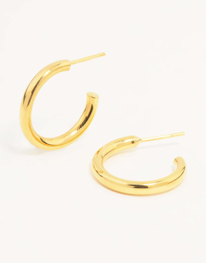 Gold Plated Sterling Silver Chubby Hoop Earrings