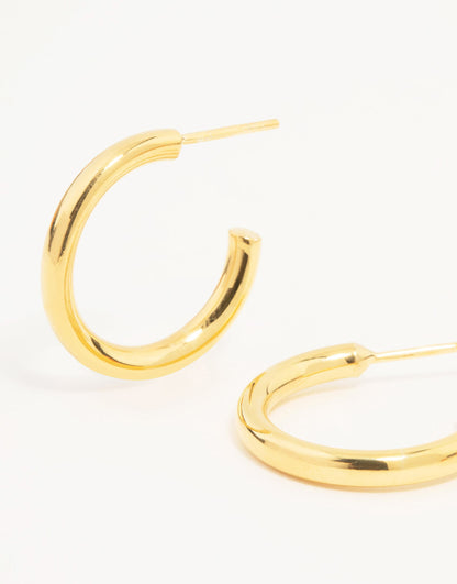 Gold Plated Sterling Silver Chubby Hoop Earrings