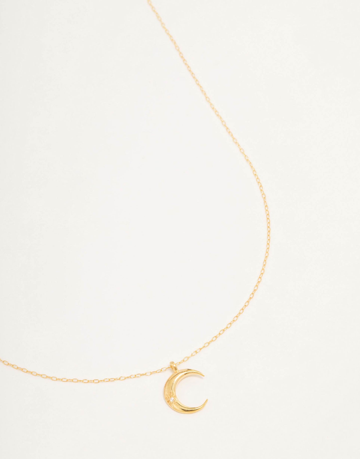 Gold Plated Sterling Silver Crescent Moon Necklace