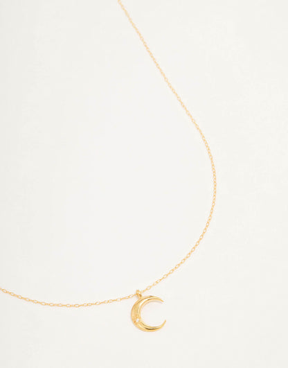 Gold Plated Sterling Silver Crescent Moon Necklace