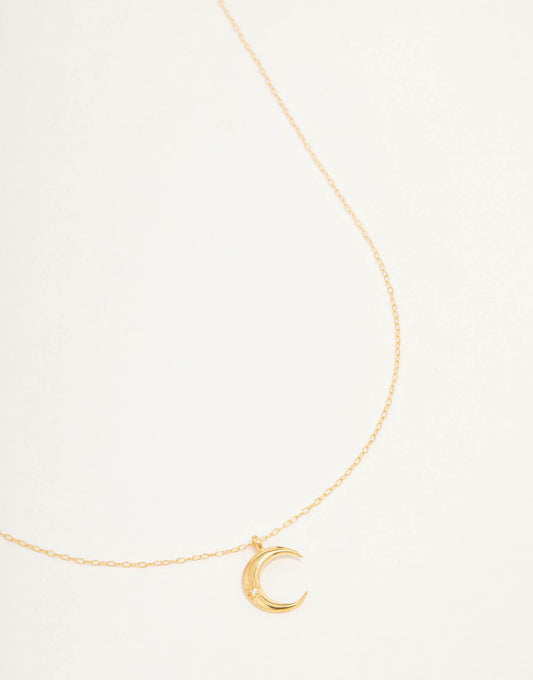 Gold Plated Sterling Silver Crescent Moon Necklace