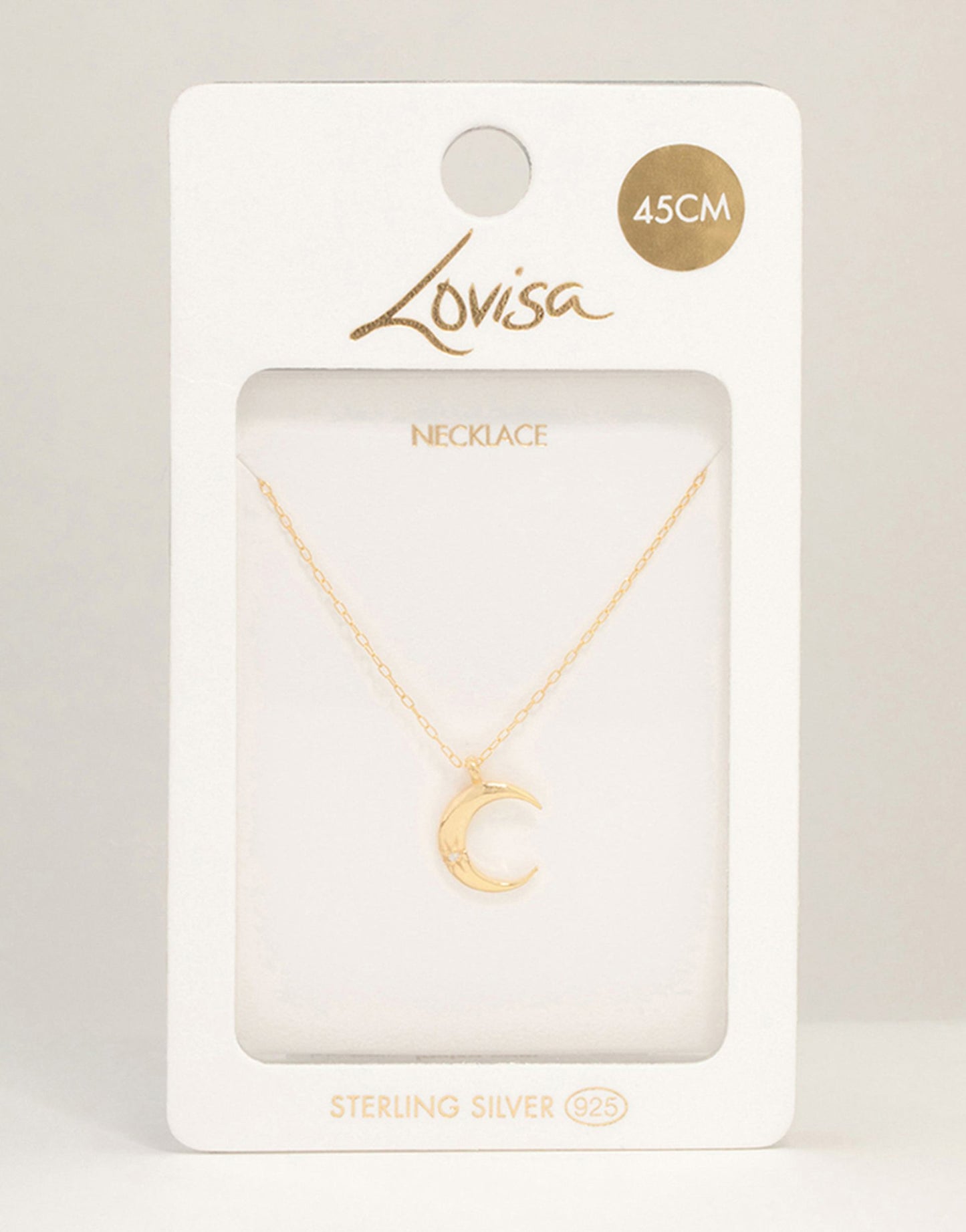 Gold Plated Sterling Silver Crescent Moon Necklace