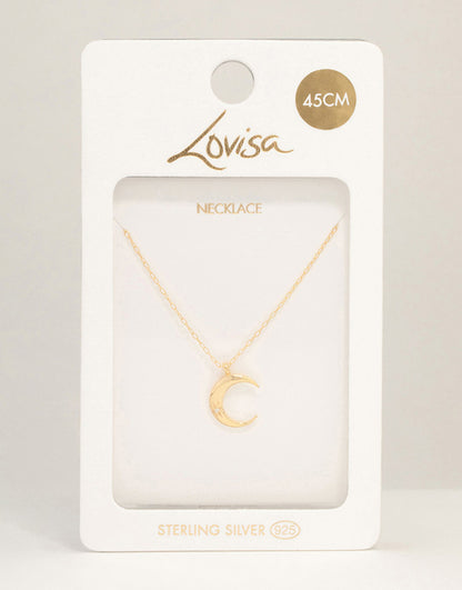 Gold Plated Sterling Silver Crescent Moon Necklace