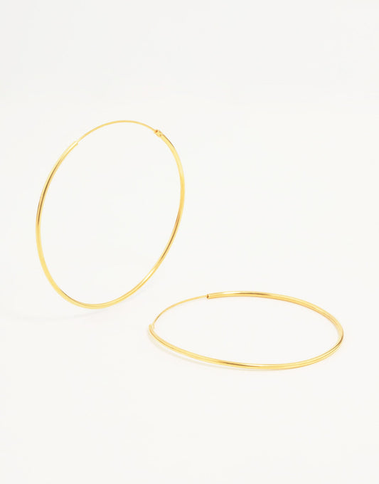 Gold Plated Sterling Silver 40Mm Hoop Earrings