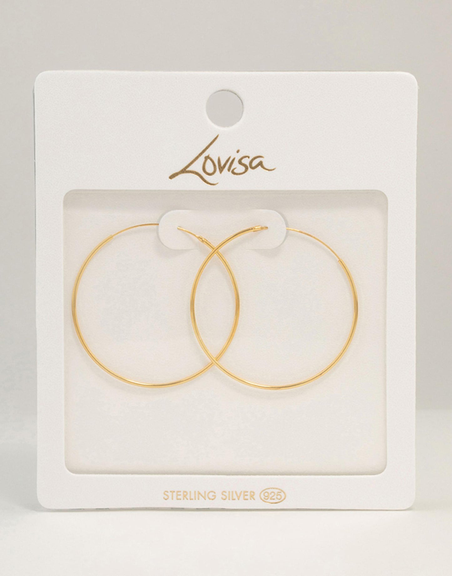 Gold Plated Sterling Silver 40Mm Hoop Earrings