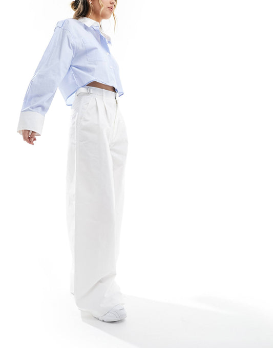 Tailored Cotton Super Wide Leg Trousers