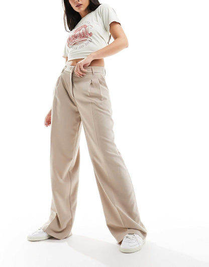 High Waist Wide Leg Tailored Trousers