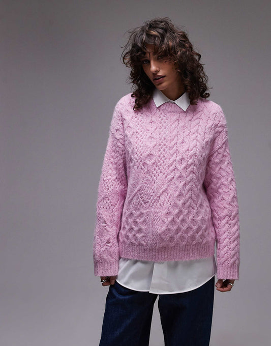 Knitted Lofty Cable Relaxed Jumper