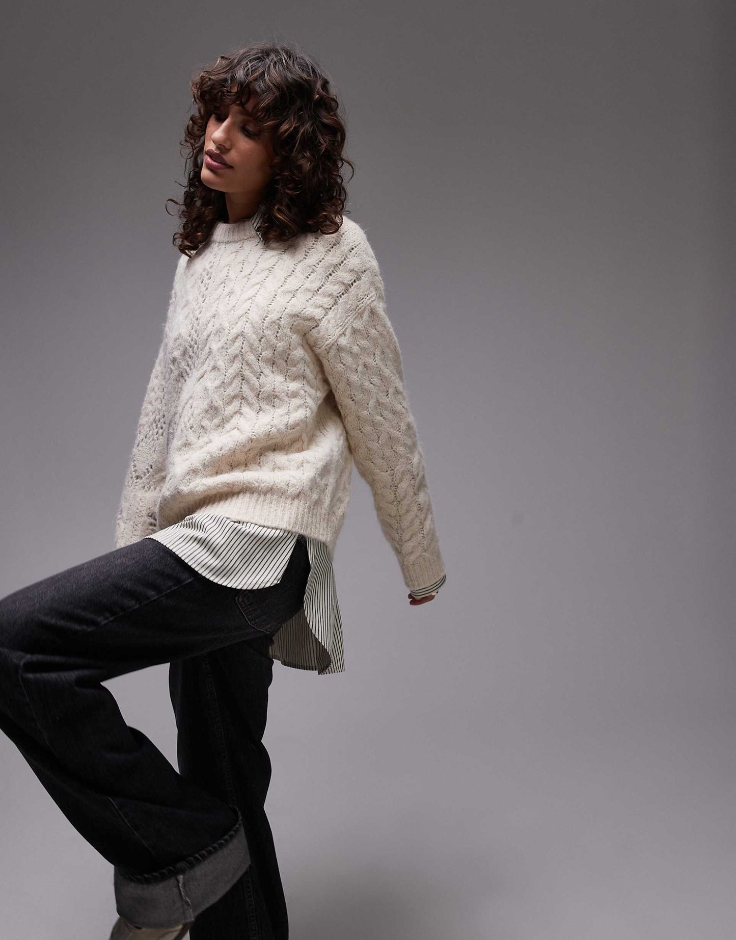 Knitted Lofty Cable Relaxed Jumper