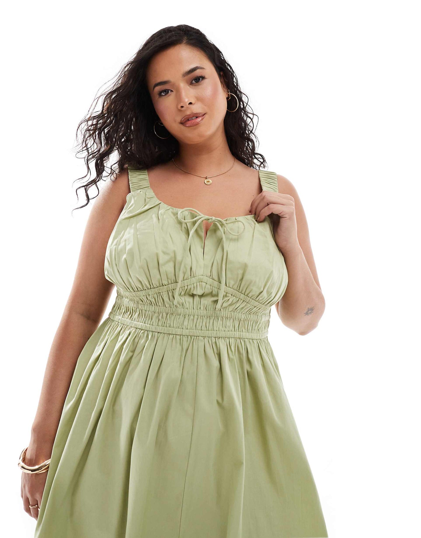 Curve Wide Strap Channel Waist Midi Sundress