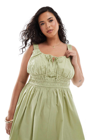 Curve Wide Strap Channel Waist Midi Sundress