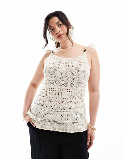 Curve Crochet Vest With Beaded Detail