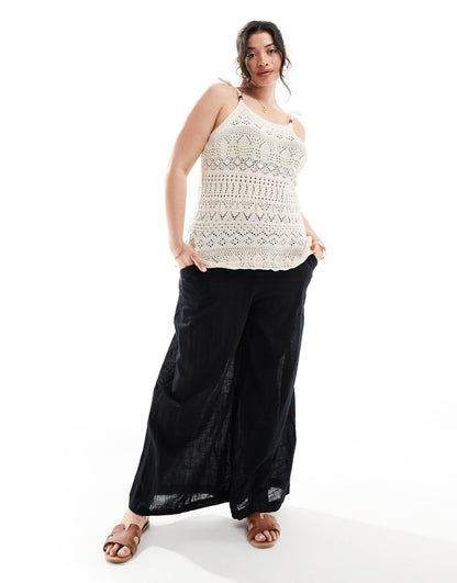 Curve Crochet Vest With Beaded Detail