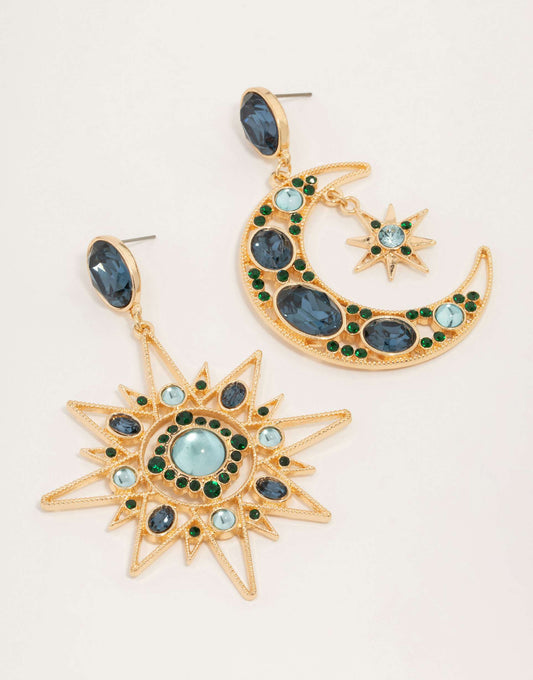 Green Statement Celestial Earrings