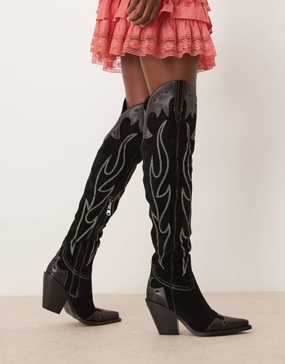 Wild West Thigh High Suede Western Boots