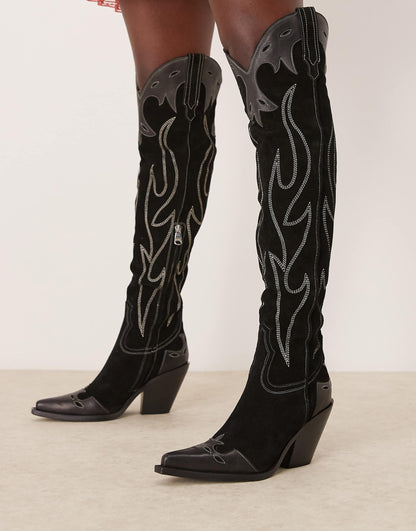 Wild West Thigh High Suede Western Boots