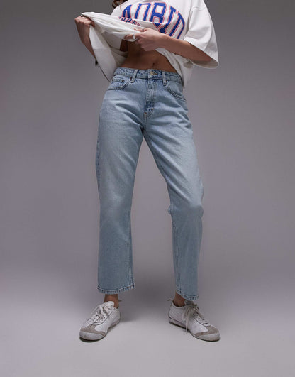 Mid Rise Straight Cropped Jean