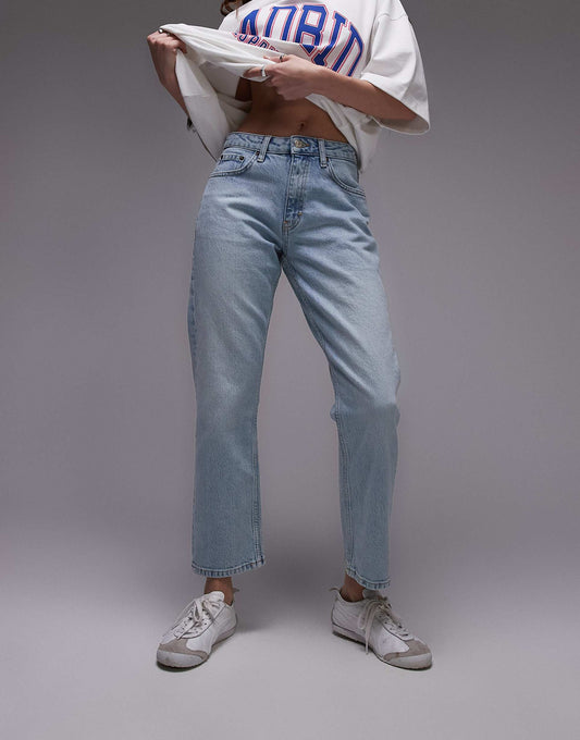 Mid Rise Straight Cropped Jean